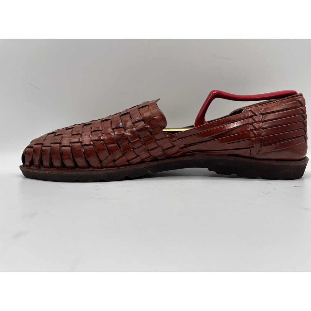 Nordstrom Handwoven Men's Brown Leather Huarache Woven Sandals Shoes Size 13 - Picture 13 of 16
